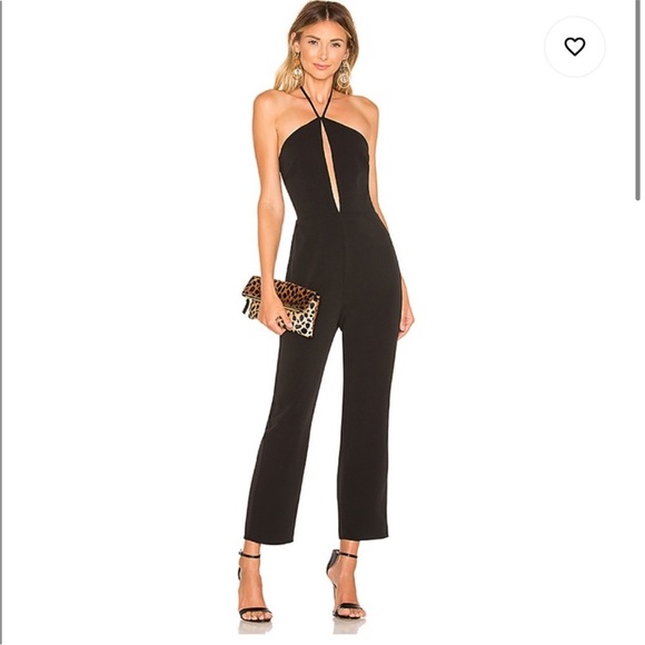 Lovers + Friends Pants - Lovers + Friends Black Halter Keyhole Jumpsuit Open Back Evening Cocktail XS NWT